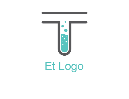 test tube is incorporated inside letter T logo