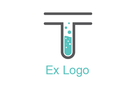 test tube is incorporated inside letter T logo