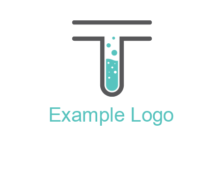 test tube is incorporated inside letter T logo