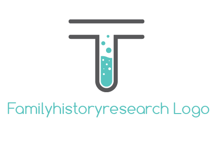 test tube is incorporated inside letter T logo