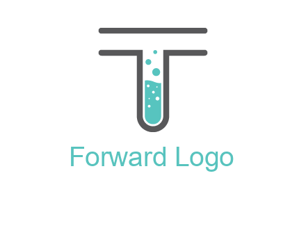 test tube is incorporated inside letter T logo