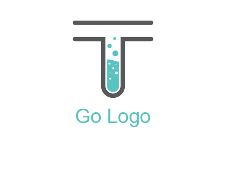 test tube is incorporated inside letter T logo