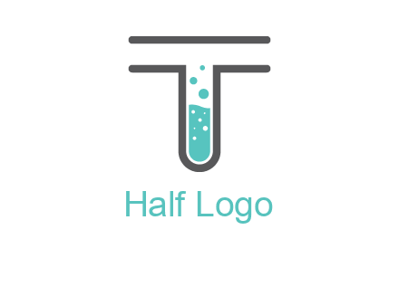 test tube is incorporated inside letter T logo