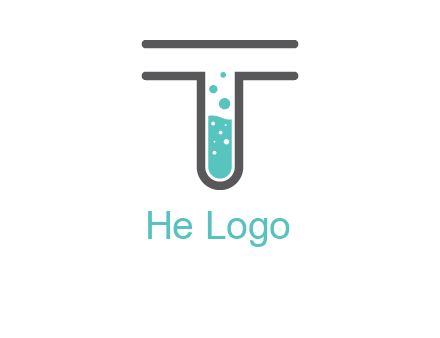 test tube is incorporated inside letter T logo