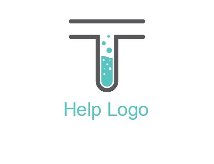 test tube is incorporated inside letter T logo