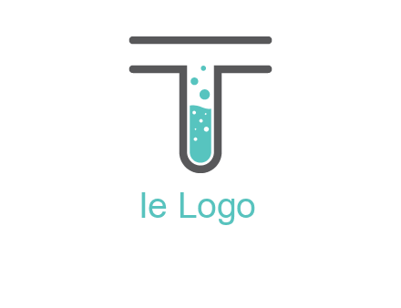 test tube is incorporated inside letter T logo