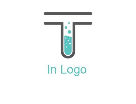 test tube is incorporated inside letter T logo