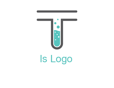 test tube is incorporated inside letter T logo
