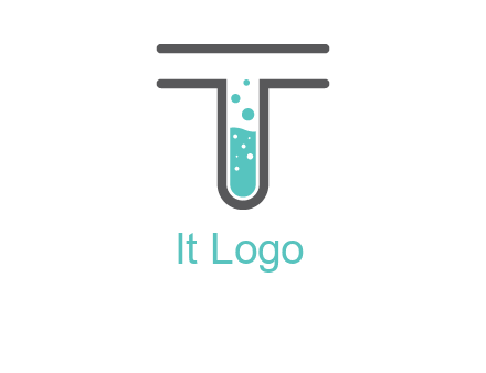 test tube is incorporated inside letter T logo
