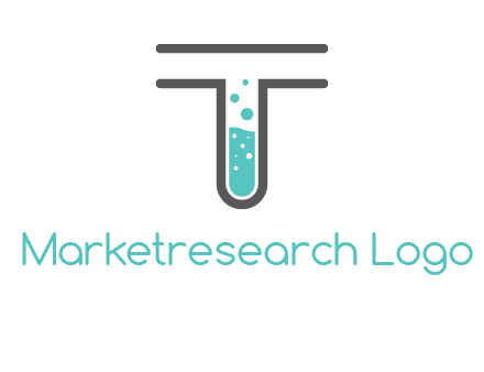 test tube is incorporated inside letter T logo
