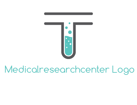 test tube is incorporated inside letter T logo