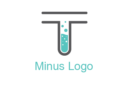 test tube is incorporated inside letter T logo