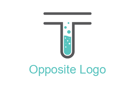 test tube is incorporated inside letter T logo
