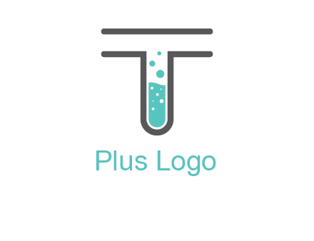 test tube is incorporated inside letter T logo