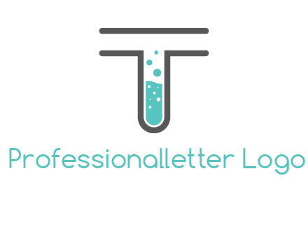 test tube is incorporated inside letter T logo