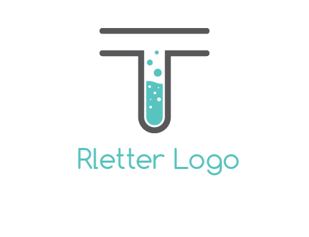 test tube is incorporated inside letter T logo