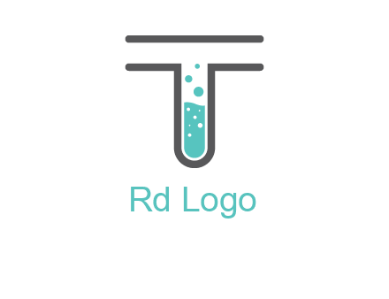 test tube is incorporated inside letter T logo
