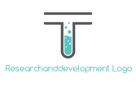 test tube is incorporated inside letter T logo