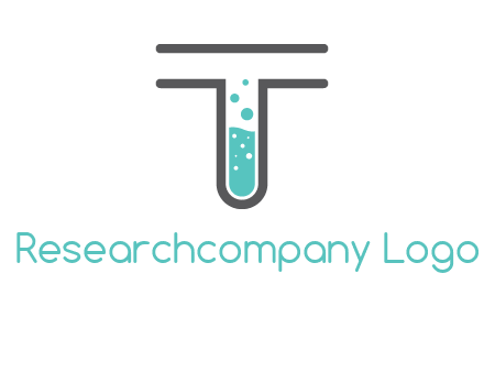 test tube is incorporated inside letter T logo