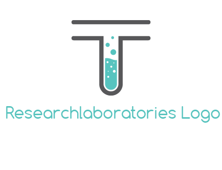 test tube is incorporated inside letter T logo
