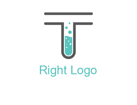 test tube is incorporated inside letter T logo