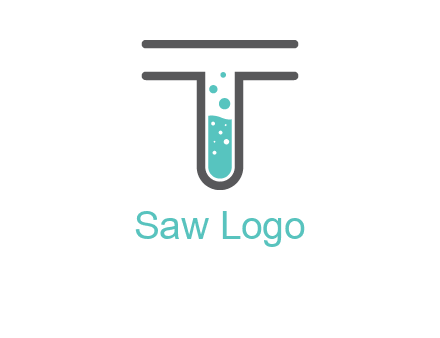 test tube is incorporated inside letter T logo