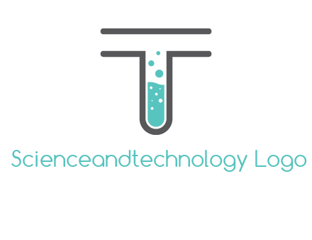 test tube is incorporated inside letter T logo