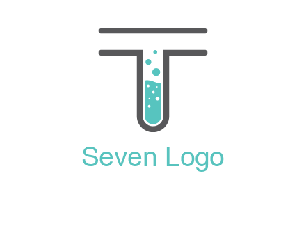 test tube is incorporated inside letter T logo