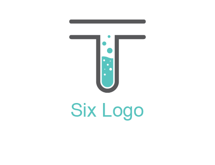 test tube is incorporated inside letter T logo