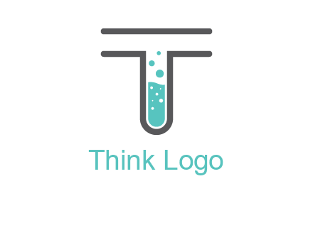 test tube is incorporated inside letter T logo