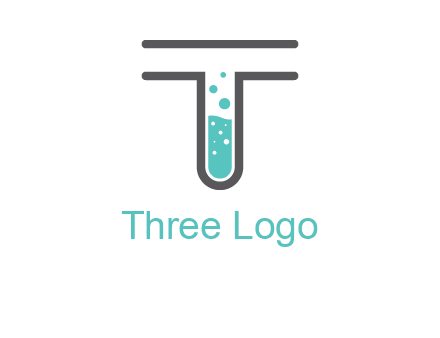test tube is incorporated inside letter T logo