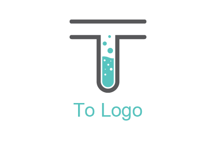 test tube is incorporated inside letter T logo
