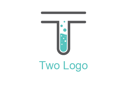 test tube is incorporated inside letter T logo