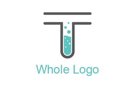 test tube is incorporated inside letter T logo
