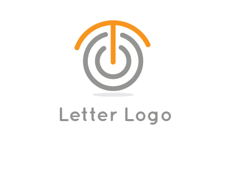 letter t merge with power button logo
