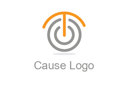 letter t merge with power button logo