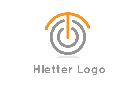 letter t merge with power button logo