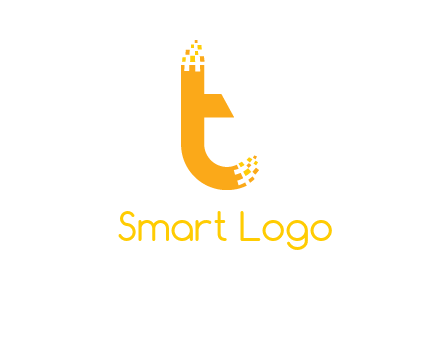 letter t with pixels logo