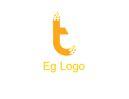 letter t with pixels logo
