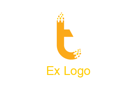 letter t with pixels logo