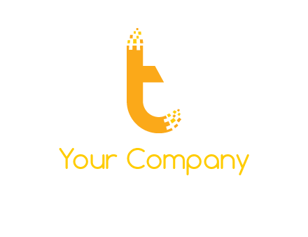 letter t with pixels logo