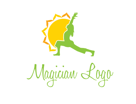 sun flower and woman bending in yoga pose logo