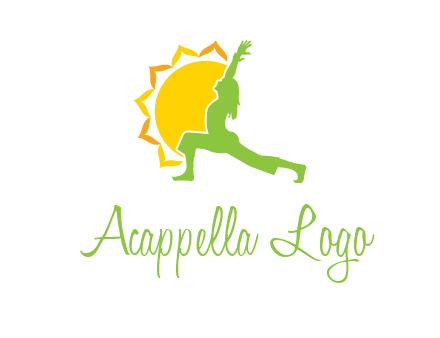sun flower and woman bending in yoga pose logo