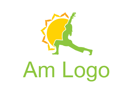 sun flower and woman bending in yoga pose logo