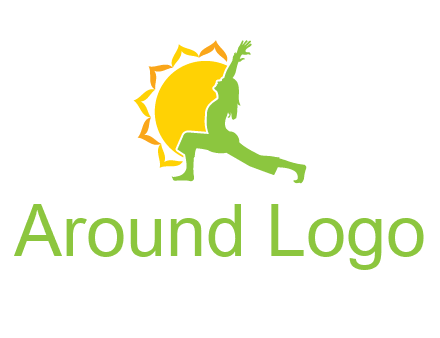 sun flower and woman bending in yoga pose logo