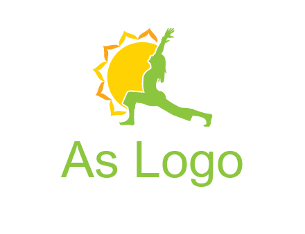 sun flower and woman bending in yoga pose logo