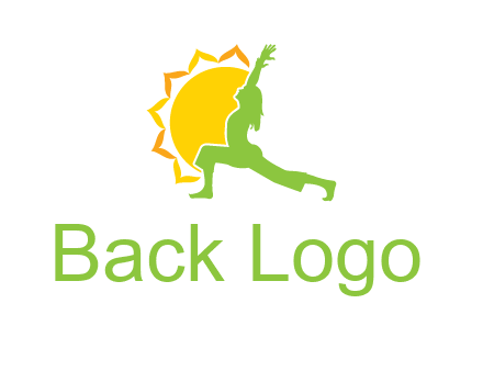 sun flower and woman bending in yoga pose logo