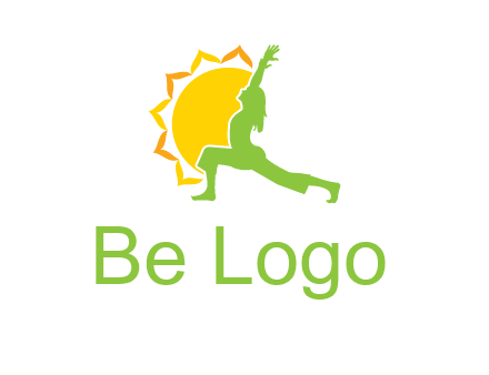 sun flower and woman bending in yoga pose logo