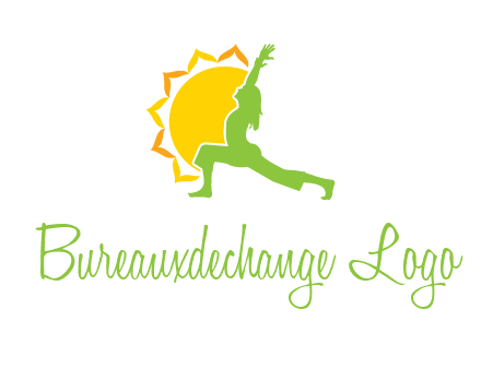 sun flower and woman bending in yoga pose logo