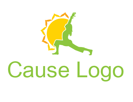sun flower and woman bending in yoga pose logo
